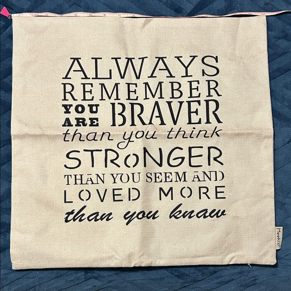 Meekio Canvas linen, hidden zipper pillow cover with Quote